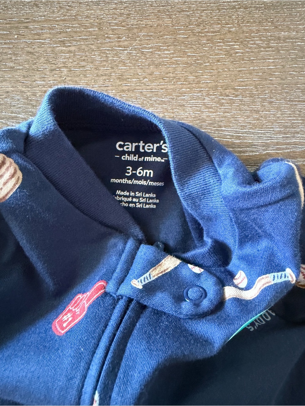 3/$13 NWT Carter's Navy Baseball Print Footed Pajamas Daddy’s Rookie sports blue - Picture 2 of 4
